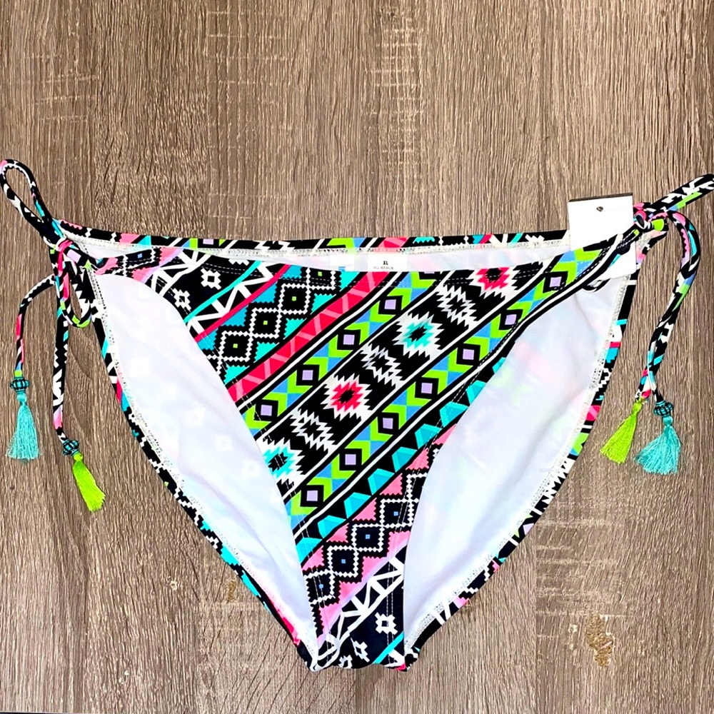 Swim Side Tie Tassel Bikini Bottom Tribal
